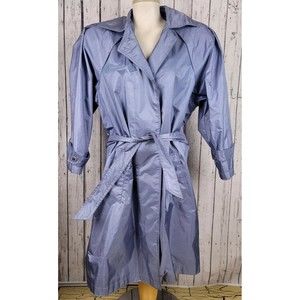 Vintage Gallery Womens Purple Water Resistant Trench Coat Belted Size 5/6 Spring